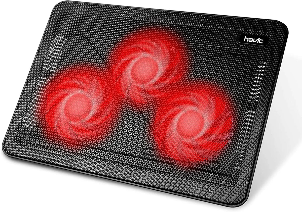 Laptop Cooling Pad, HV-F2056 15.6"-17" Laptop Cooler with 3 Quiet Fans for 12-17 Inch Notebook Gaming Fan Stable Stand Slim