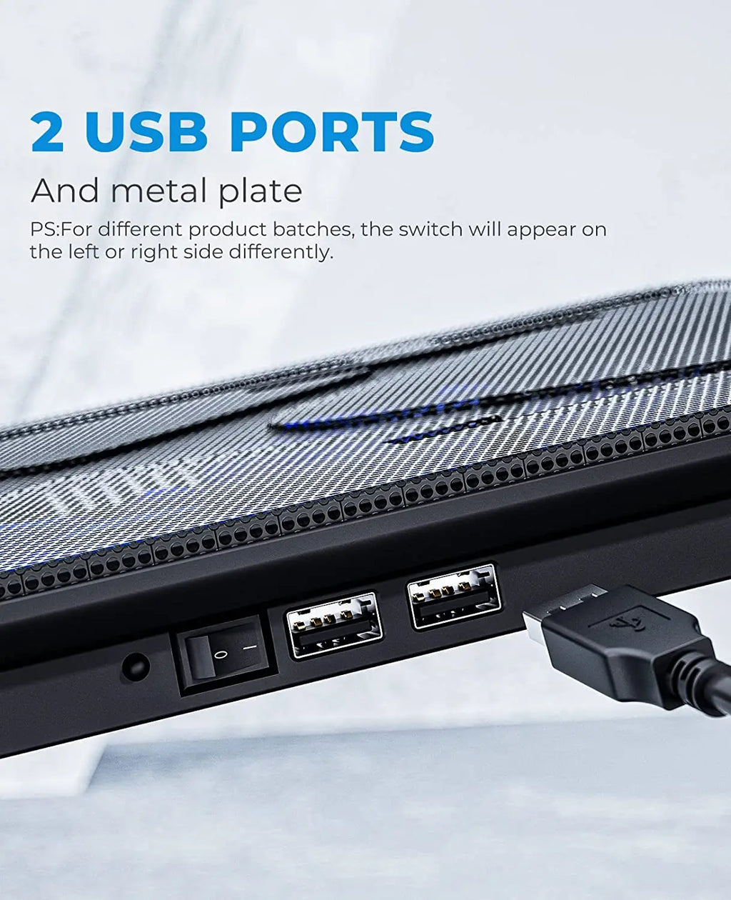 Laptop Cooling Pad, HV-F2056 15.6"-17" Laptop Cooler with 3 Quiet Fans for 12-17 Inch Notebook Gaming Fan Stable Stand Slim