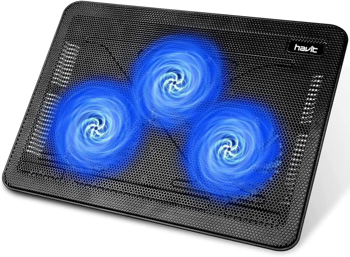 Laptop Cooling Pad, HV-F2056 15.6"-17" Laptop Cooler with 3 Quiet Fans for 12-17 Inch Notebook Gaming Fan Stable Stand Slim