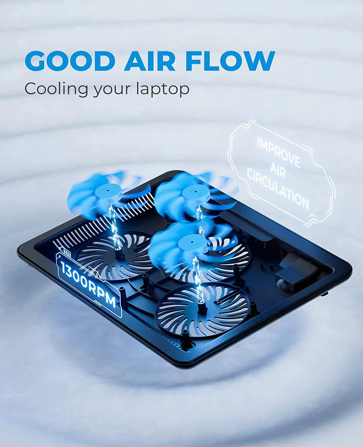 Laptop Cooling Pad, HV-F2056 15.6"-17" Laptop Cooler with 3 Quiet Fans for 12-17 Inch Notebook Gaming Fan Stable Stand Slim