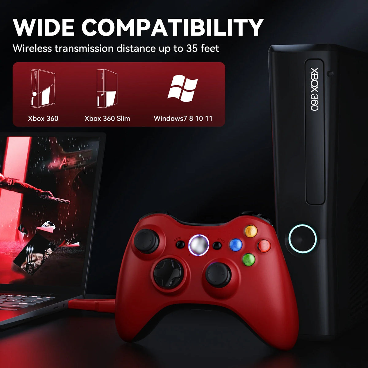 Wireless Controller for Xbox 360/Slim/Elite/Pc Video Game Gamepad 6-Axis Joystick Dual Vibration Xbox 360 Controller